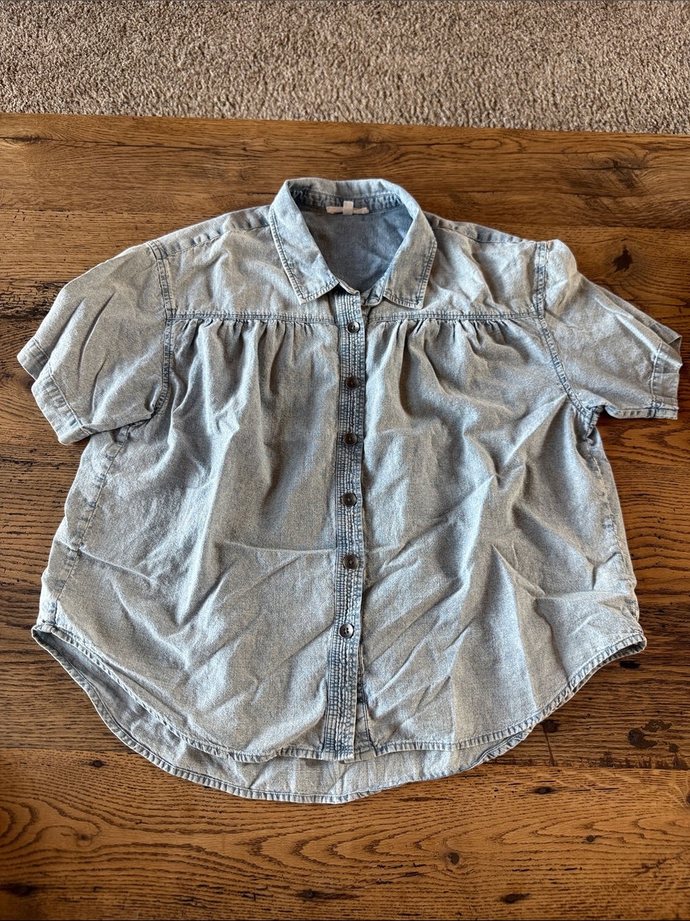 Splendid Light Blue Denim Short-Sleeve Button-Down Shirt